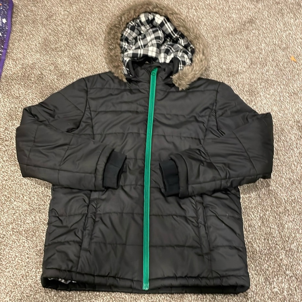 Janie and Jack Girls Jacket coat parka hood black girls size 10-12 warm